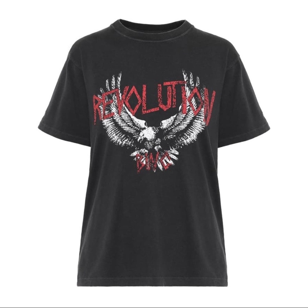 ANINE BING Georgie Revolution Cotton Tee, Size S
